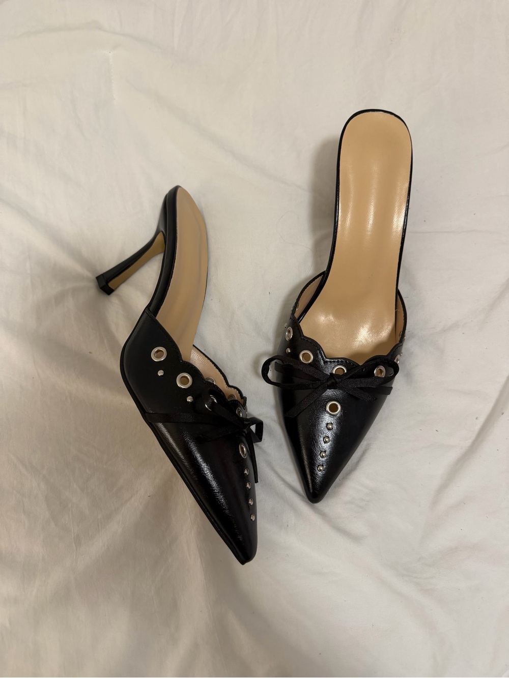 Black Faux Leather Kitten Heels✨🖤